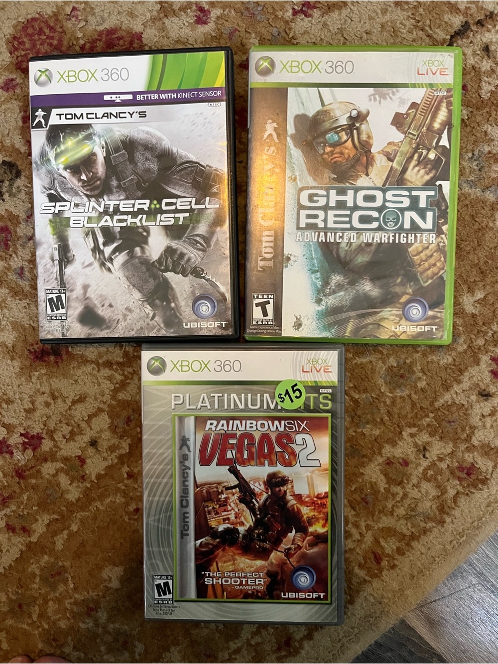 Xbox 360 Games Lot of 3 Tom Clancy's Action Bundle Microsoft complete in box cib